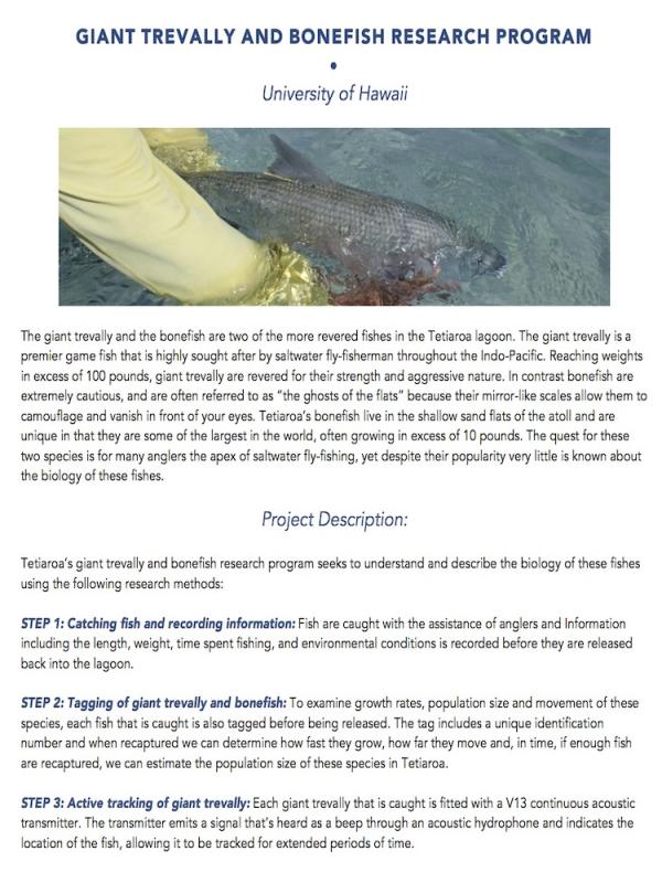 read the pdf: Giant trevally and bonefish research program
