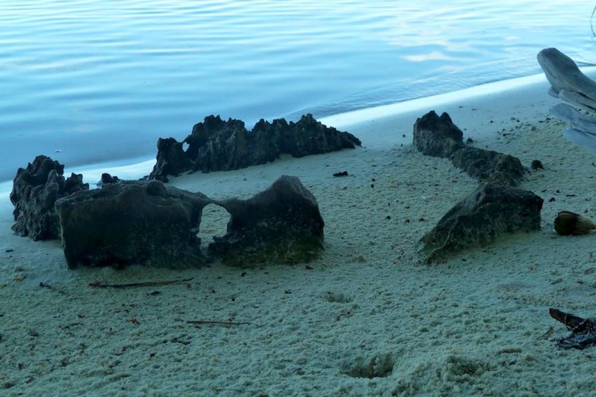 Marae sur la plage de motu Horoatera
