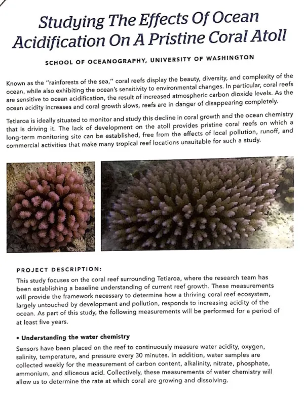 read the pdf: Studying the effects of ocean acidification on a pristine coral atoll