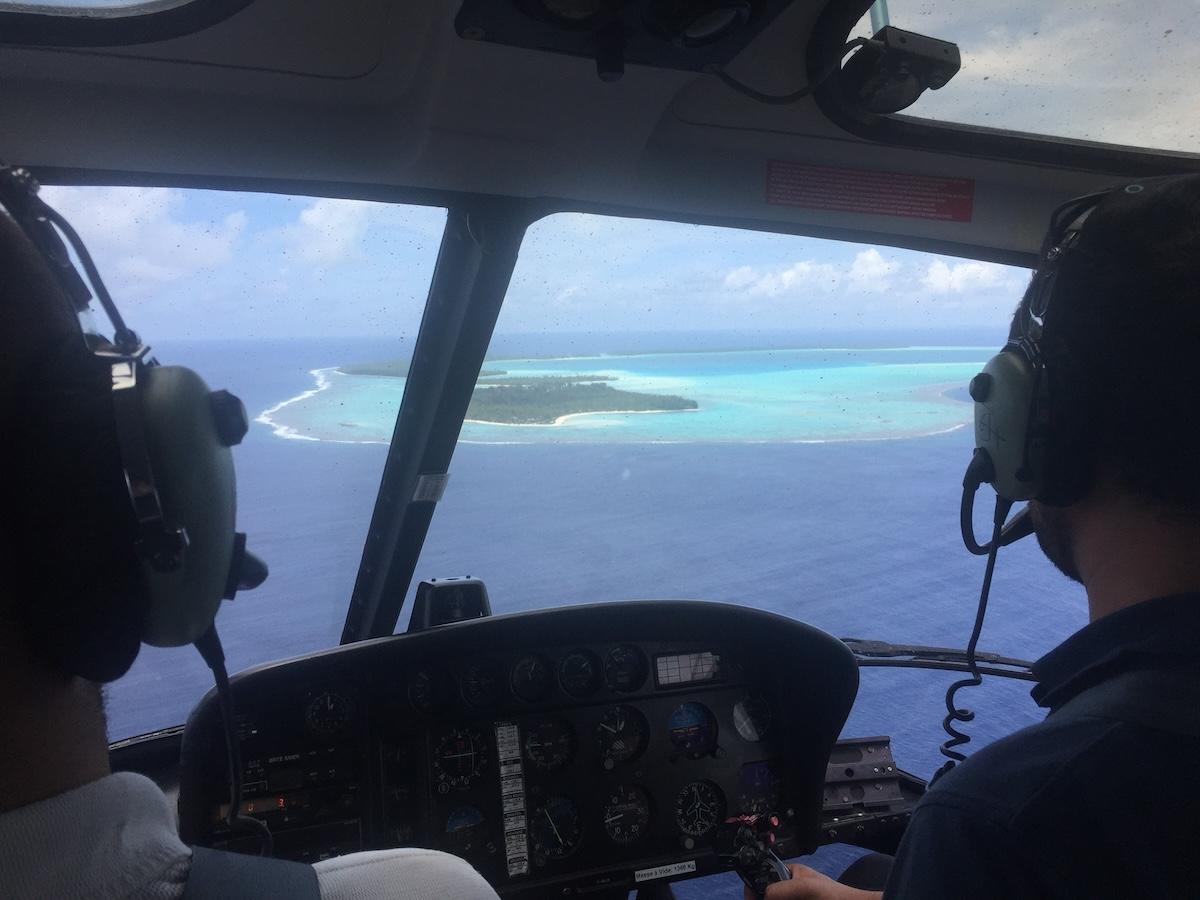 air tetiaroa flying over the atoll