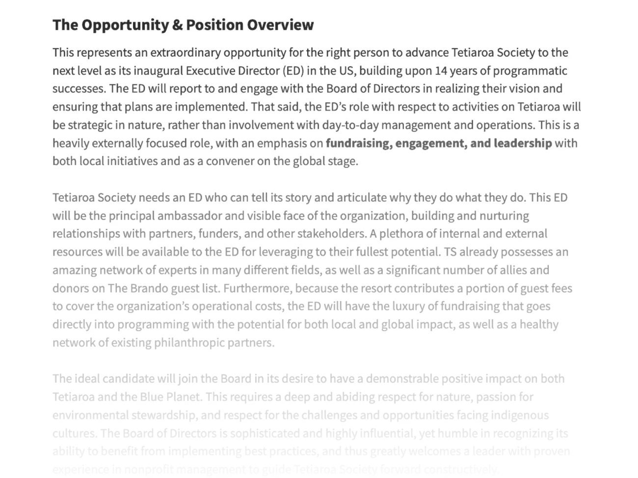 Executive director position available